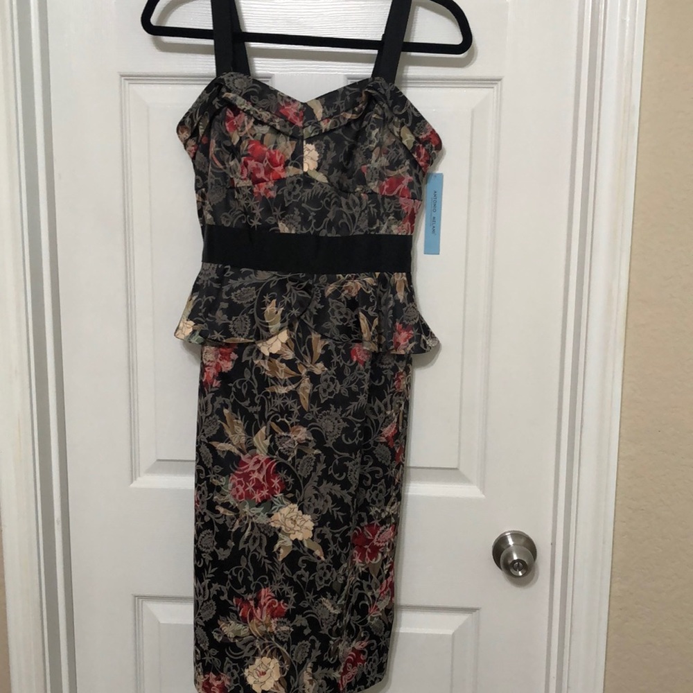Antonio Melani crimson, black dress sz 8 NWT